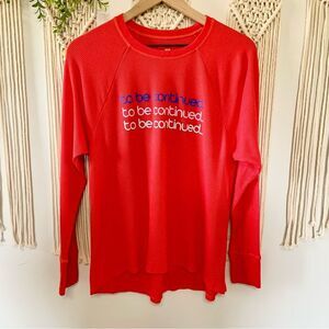 AERIE Real Soft Apres Ski Long Sleeve Thermal Tee To Be Continued Red Medium